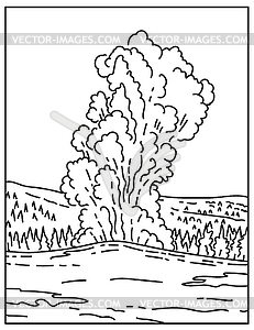 Cone Geyser Called Old Faithful Located in - vector clipart