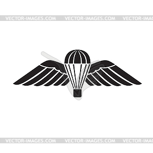 Parachute with Wings or Parachutist Badge Used by - vector image