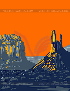 Mesas Buttes and Towers in Valley of Gods Formerly - vector image