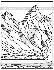 Jackson Hole or Jackson`s Hole with Teton Range in - vector image