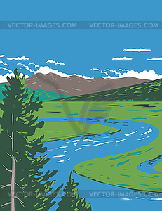 Hayden Valley Sub-Alpine Valley Straddling - vector clip art