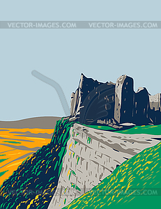 Carreg Cennen Castle Ruins Located Within Brecon - vector clipart