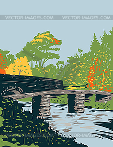 Clapper Bridge on Moor at Postbridge in Dartmoor - vector clipart