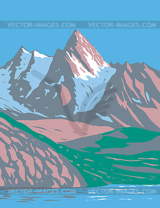 Gran Paradiso National Park in Graian Alps Between - vector image
