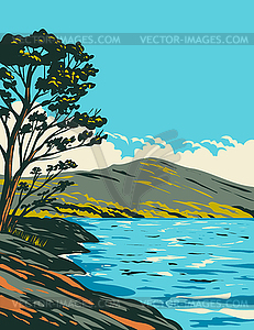 Inveruglas Isle in Loch Lomond and Trossachs - vector clip art