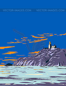 Маяк Южных Епископов на острове Рэмси в - иллюстрация в векторе