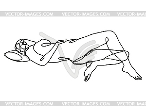 Female Nude Reclining in Supine Pose Continuous Lin - vector image