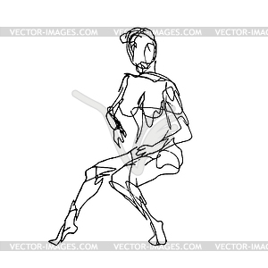 Nude Female Human Figure Model Posing Sitting Down - vector image