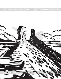 Chimney Rock National Monument in San Juan - vector image