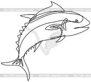 Bluefin Tuna Jumping Side View Continuous Line - vector clipart