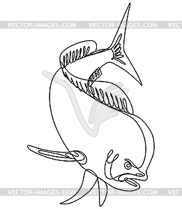 Dorado Dolphin Fish or Mahi Mahi Diving Down - vector clip art