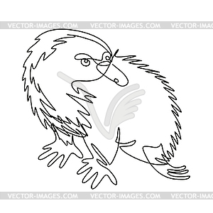 Echidna or Spiny Anteater Side View Continuous - royalty-free vector clipart