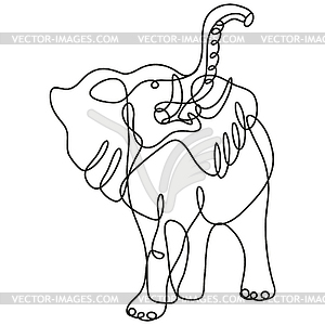African Elephant Charging Front View Continuous Lin - vector clipart