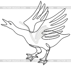 Angry Goose About to Attack Side View Continuous - white & black vector clipart