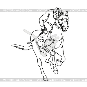 Jockey and Horse Racing Front View Inside Circle - stock vector clipart