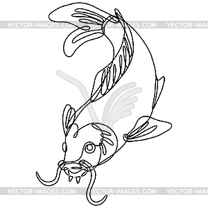 Nishikigoi Koi Carp Fish Diving Down Continuous Lin - vector clip art