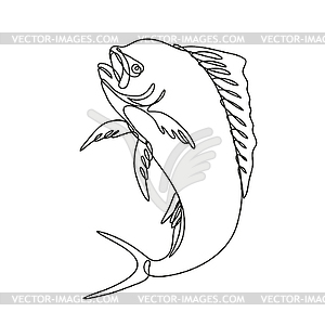 Dorado Dolphin Fish or Mahi Mahi Jumping Up - vector image