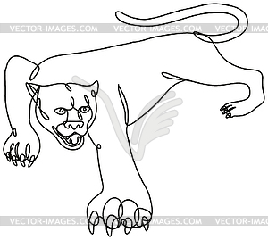 Пантера крадется Непрерывный рисунок линии - векторное графическое изображение