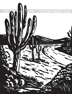 WPA Art Saguaro National Park in Pima County Arizon - vector clipart