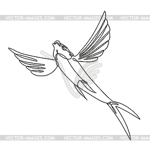 Sailfin Flying Fish Taking Off Continuous Line - vector image