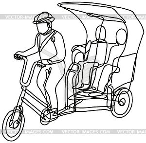 Toktok Tok Tok or 3 Wheel Tricycle Bike Continuous - vector image