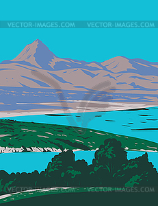 Alamo Lake State Park with Alamo Lake and - color vector clipart