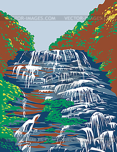 Amicalola Falls State Park between Ellijay and - vector clip art