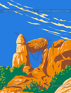 Balanced Rock near Big Bend National Park Texas - vector clipart