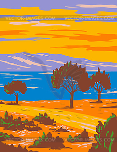 Bear Lake State Park Along Shore of Rendezvous Beac - royalty-free vector clipart