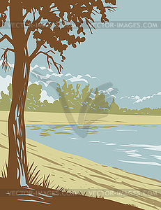 Edness K Wilkins State Park on North Platte River - color vector clipart
