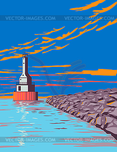 Lighthouse at Fj Mclain State Park on Keweenaw - vector clipart