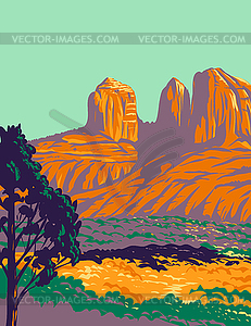 Red Rock State Park with Red Sandstone Canyon in - vector clip art