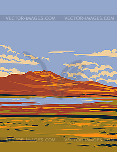 Rye Patch State Recreation Area on Humboldt River i - vector clipart