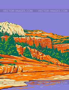 Slide Rock State Park located in Oak Creek Canyon - vector clipart