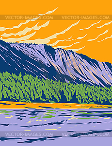 Thompson Falls State Park with Clark Fork River in - royalty-free vector clipart