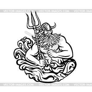 Aegir Hler or Gymir God of Sea in Norse Mythology - vector image