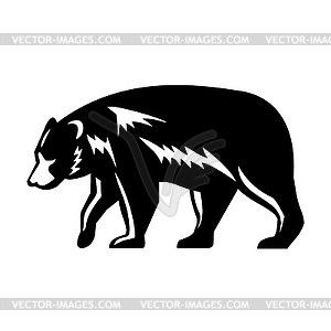 American Black Bear Walking Side View Retro - vector clipart