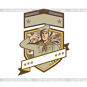 Military Chef Cook Wearing Camouflage Uniform - vector clipart