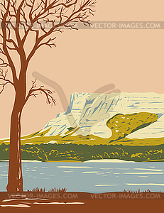 Hawk Springs State Recreation Area with Bluffs - vector image