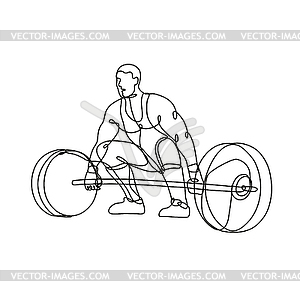 Weightlifter Lifting Heavy Weight Barbell Viewed - vector image