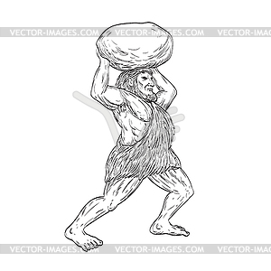 Jentil or Jentilak Race of Giants Throwing Rocks - vector clipart