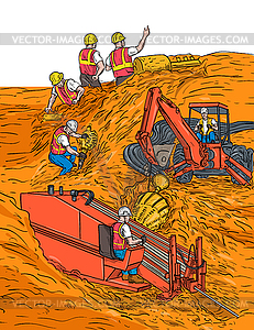 Horizontal Directional Drilling Construction Job - vector clipart