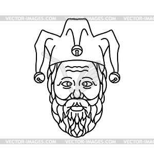 Head of Cross Eyed Old Court Jester or Fool with - vector clipart