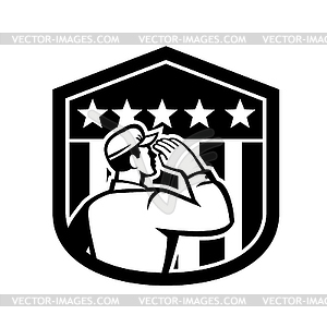 American Soldier Salute USA Flag Badge Retro Black - vector clipart