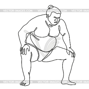 Sumo Wrestler or Rikishi Fighting Stance Side View - royalty-free vector clipart