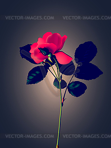 Red rose on pastel background. Vintage colors, retr - vector clip art