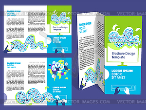 Brochure, booklet z-fold layout. Editable design - vector clipart