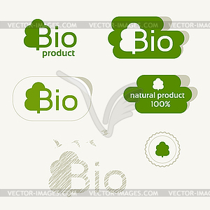 Био логотип, экологически этикетка, естественно знак продукт, органические - векторный клипарт / векторное изображение
