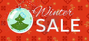 Winter sale tag. Christmas, New Year price card. - vector image