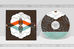 CD cover design template. Abstract linear pattern - vector clipart